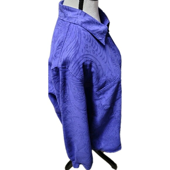 Chico's Zip Blouse Size 2 US L Long Sleeve Pocket Collar - Picture 5 of 6